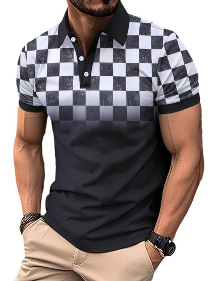 Men's Full Size Checkered Polo Top