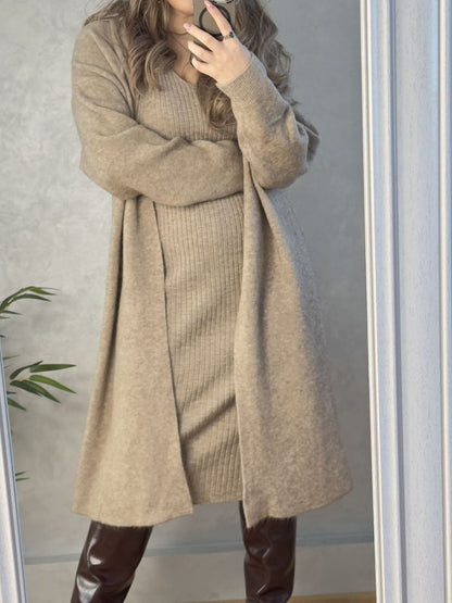 Open Front Cardigan Sweater Set