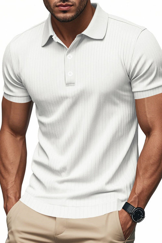 Men's Full Size Ribbed Polo Shirt
