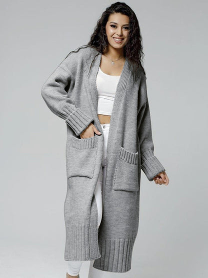 Open Front Dropped Shoulder Cardigan