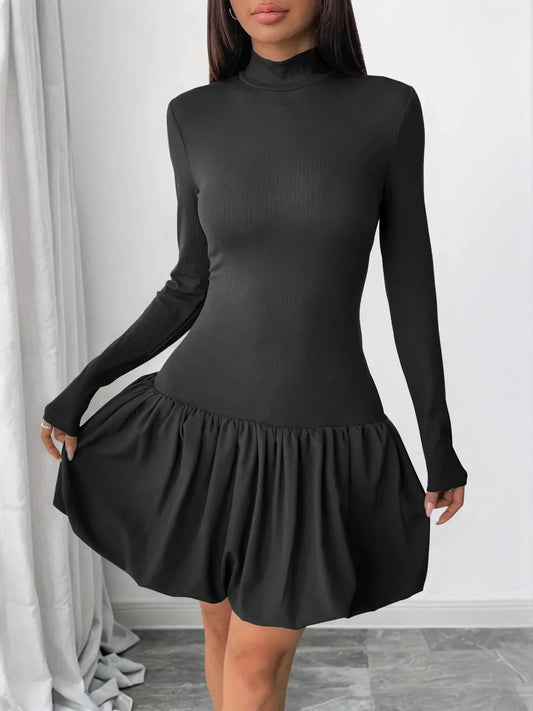 Long Sleeve Bubble Hem Dress