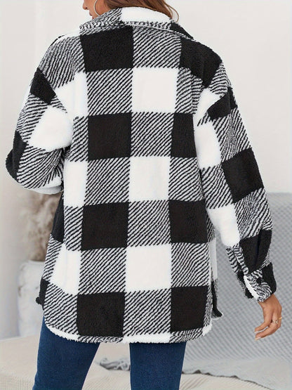 Button Up Long Sleeve Fuzzy Outerwear