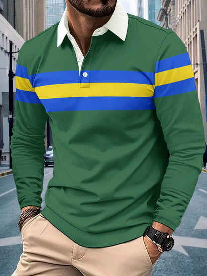 Men's Full Size Collared Contrast Polo
