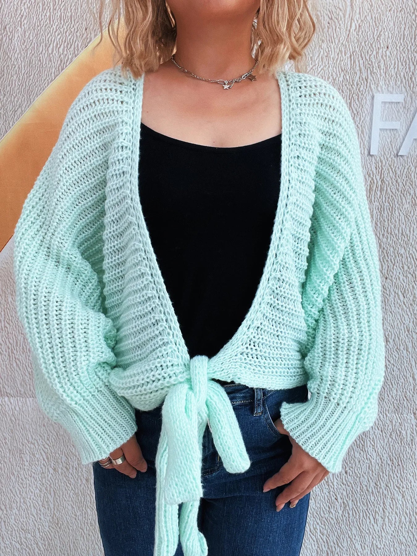 Long Sleeve Tie Front Cardigan